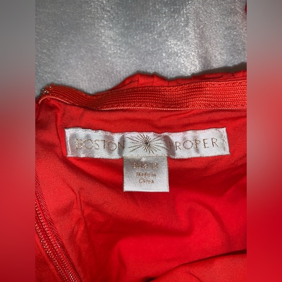 Boston proper peplum Off-Shoulder orange blouse smocked flame size 12 cotton - Picture 4 of 7